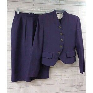 Jones New York Suit Set Women’s Plum Purple Lined Skirt Jacket Sz 4P